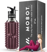 MOBOT Portable Travel Foam Roller Water Bottle with Sip Straw, Stainless Steel Screw Lid | Insulated