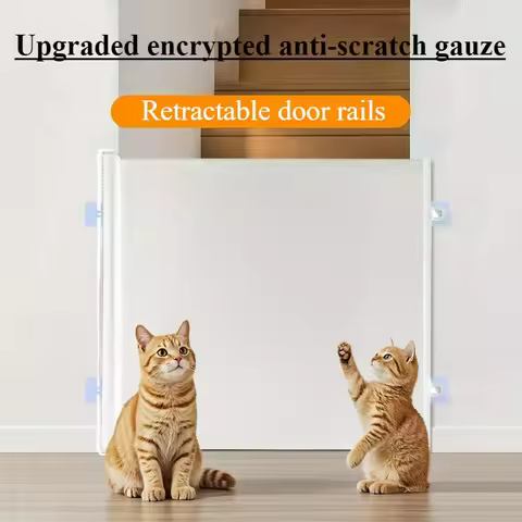1pc White Automatic Retractable Pet Gate No Assembly Cat Barrier for Indoor Stairs,Durable Dog Gate 