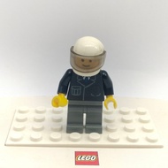 Lego Town Police Minifigure - City Suit with Blue Tie and Badge, dark Bluish Gray Legs, White Helmet