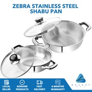Zebra Shabu Pan with Glass Lid Stainless Steel Hot Pot Steamboat Shabu Shabu Cooking Deep Design