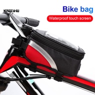 Bike Frame Bag Waterproof Touch Screen Oxford Cloth Zipper Design Front Tube Bag for Mountain Bike