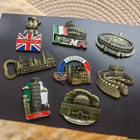Creative Metal Fridge magnet London Roma Arles San Francisco The Great Wall of China Italy Israel Tr
