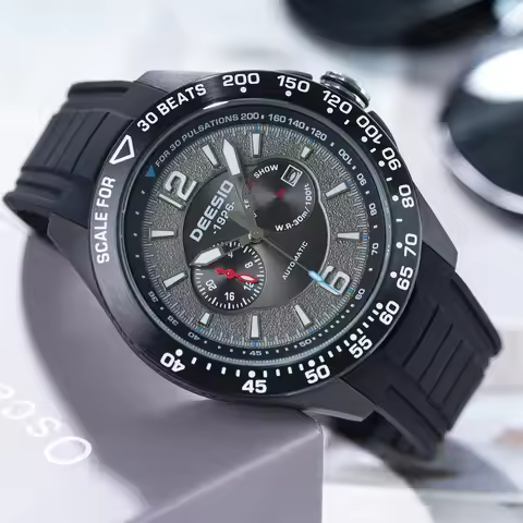 Deesio Official Men's Upgrade Carbon Fiber Automatic Watch，30M/3Bar Water-Resistant 24H Format + Ful