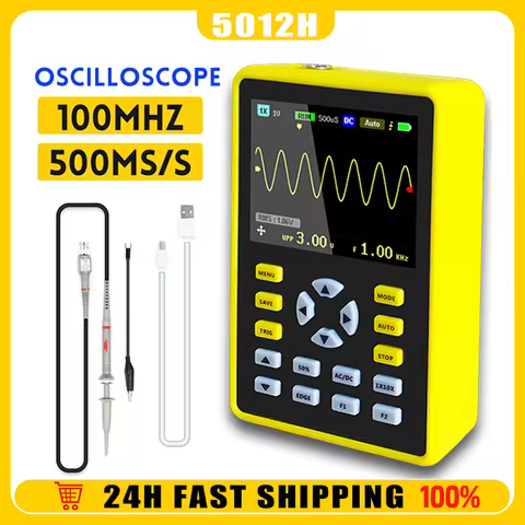 FNIRSI 5012H Digital Oscilloscope 100MHz Bandwidth 1GSa/s Portable Handheld Oscilloscope with Multim