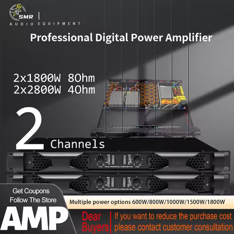 SenMicre DN218 Professional Digital Power Amplifier 2 Channel DJ Subwoofer Amplifier 2X1800W 8ohm Au