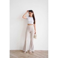 Cutbray scuba pants FIT AND FLARE highwaist flare pants