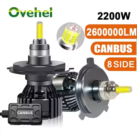 OVEHEL Car Headlight Bulb H7 LED H4 H11 2600000LM 2200W Canbus LED H8 HB4 HB3 9005 9006 D1S D2S H1 L