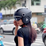 Falcon F14 Bee 3/4 Helmet Matte Black Acoustic Goggles Meets Motorcycle Standards - Spare Liner Incl