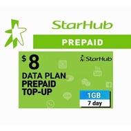 StarHub 7 Day 1GB $8 Data Plan Prepaid Top Up