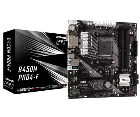 ASRock B450M Pro4-F Micro ATX Motherboard AMD B450 Socket AM4 DDR4 SATA3 HDMI DVI-D VGA Audio NEW fo