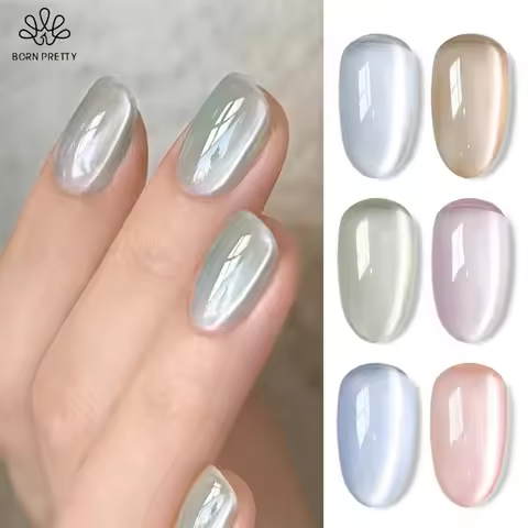 BORN PRETTY 6 Bottle 7ml Jasmine Blossoms Cat Magnetic Gel Summer Blue Pink Nude Crystal Jelly Soak 