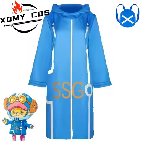 XqMovies Turtle Island Tony Tony Chopper Thousand Sunny Cosplay Costume Blue Hooded Robe Coat Backpa