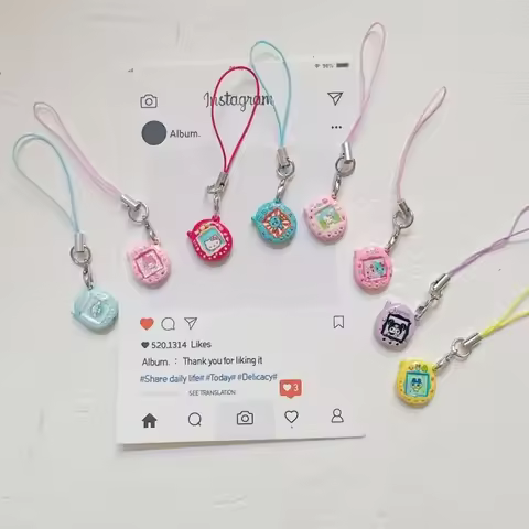 Cute Handmade Mini Tamagotchi Alloy Pendant Mobile Phone Pendant Cartoon Simulation Tamagotchi Penda
