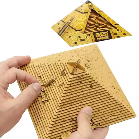 Quest Pyramid Wooden 3D Puzzle Box With Secret Compartment High Difficulty IQ Games Brain Teaser For