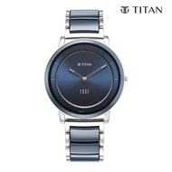 Titan Edge Fusion Quartz Analog Blue Dial Blue Steel &amp; Ceramic Strap Watch for Men