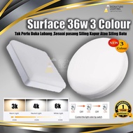LED 3 Warna Surface Downlight 36W Bulat Petak Sesuai Siling Kapur dan Batu /Ceiling Light Lampu Sili
