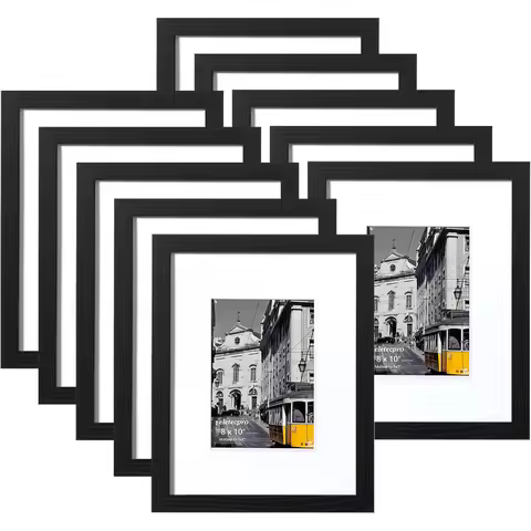8x10 Picture Frames Set of 10 with Clear Acrylic Cover, Displays 5x7 Photos with Mat or 8x10 Without