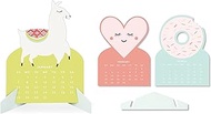 C.R. Gibson Cute Characters 12 Month Mini Desk Calendar with Paper Stand, 3'' W x 4'' H, 2pcs