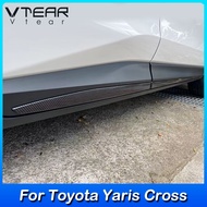 Vtear for Toyota Yaris Cross 2024 2025 Car Door Decorative Strip Plastic Chrome Plating Silver, Carbon Fiber Pattern Automotive Exterior Modification Parts Accessories