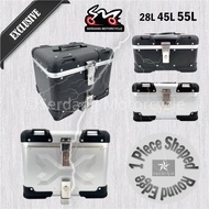 Premium Aluminium Top Box Round Edge Kotak Motosikal Peti Aluminum Motorcycle 28L 45L 55L