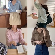 Zinnia/Silky shirt- Women's pastel silk shirt, basic style 127