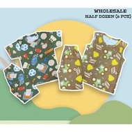 (WHOLESALE/BORONG) Half Dozen (Cartoon/Car) 6 Sets Boy t-Shirt & Short Pant/Playsets/Singlet  2-8 ye