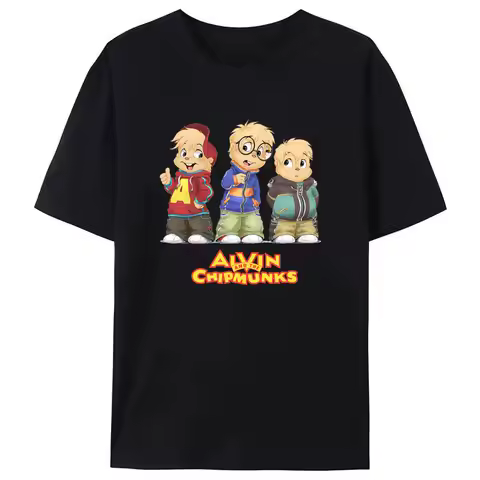 Alvin and The Chipmunks Red Shirt Unisex S/P Movie Promo Nerd Geek Animation Adult T-shirt Graphic T