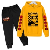 NARUTO Hoodie Sweater and Pants Set for Boys Girls Anime Print Long Sleeve Hoodie Casual Set Outdoor Sports Tops 2PCS 0000