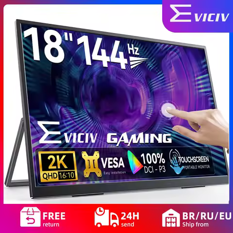 EVICIV 2K 144Hz Portable Monitor Touchscreen 18" 2560 x 1600 QHD 100% DCI-P3 Laptop Monitor FreeSync
