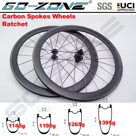 1145g Carbon Spokes 700c Road Wheels V Brake GOZONE R295C 18/21 Holes Ratchet System Normal/ Ceramic