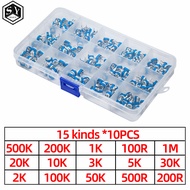150PCS Variable Resistor Boxed RM065 Potentiometer Adjustable Resistor Kit 500k 200k 1K 100R 1M 20K 