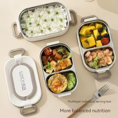 Stainless steel insulated lunch box Office lunch box soup rice bowl for students can be microwave he