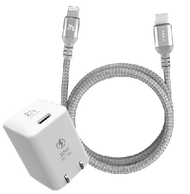 ADAM ELEMENTS OMNIA X3 FAST-CHARGING KIT 30W (USB-C PD/QC 3.0 / US PLUG + USB TO LIGHTNING CABLE) - WHITE
