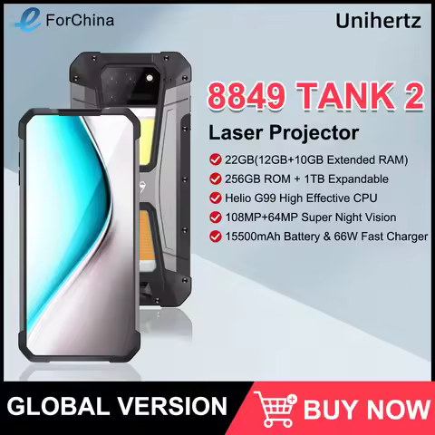 Unihertz 8849 Tank 2 Laser Projector Rugged Phone Android 13 Mobile 12+256GB 6.79" FHD+ Display 108M
