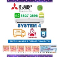 ***FREE GIANT VOUCHER***Mitsubishi(R32) System 4 AC + FREE Dismantled &amp; Disposed Old Aircon + FREE Installation + FREE Delivery + FREE Workmanship Warranty + FREE Delivery