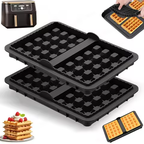 2PCS Air Fryer Silicone Waffle Mold for Ninja AF400 AF451 SL400 AF500 Reusable Waffle Pan Baking Pla