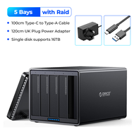 ORICO NS ชุด5อ่าว2.5/3.5นิ้ว Type-C กับแท่นอุปกรณ์เชื่อมต่อฮาร์ดดิส RAID 78W อะแดปเตอร์ไฟฟ้า5Gbps กล