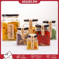 100ml 200ml Square Glass Jar with Lid Kitchen Spices Storage Bottle Shower Salt Container Coffee Tea