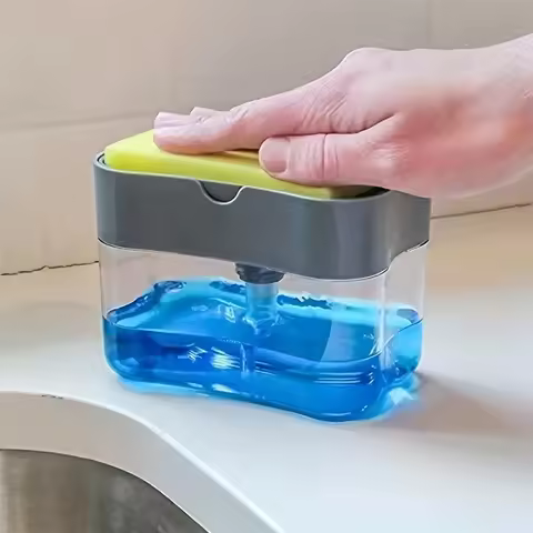 Dish Soap Dispenser Kitchen Liquid Soap Dispenser Sponge Caddy Soap Pump Dispenser with Sponge Holde