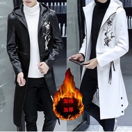 ✺☞◆Haining kulit lelaki pemuda jaket lelaki pertengahan panjang gaya korea kultivasi diri pemuda jaket tahan angin lutut