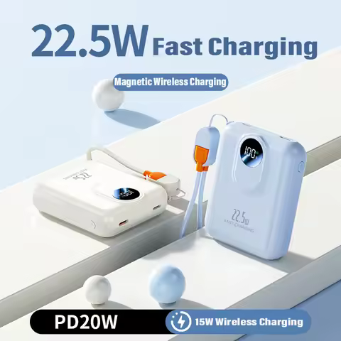Power Bank 20000mAh 15W Magsafe Wireless Charger With Cable External Battery for iPhone 15 14 13 Sam