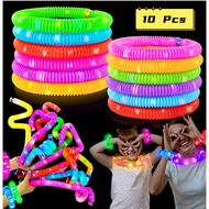 10 pcs Kids Party Favors LED Light Up Pop Tubes Fidget Toys for Kids ,Glow Sticks Goodie Bag Stuffer