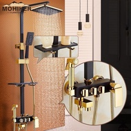 MOHIKER Shower Head Set All Copper European Style Black Gold Household Bathroom Rain Sprinkler Toilet Thermostatic MO320