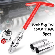 Spark Plug Wrench Sparkplug Socket 16mm 21mm Flex Anti-slip Handle 45 Steel High Torque Rubber Grip