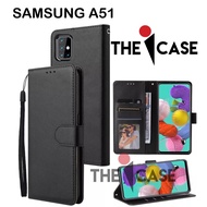 Casing SAMSUNG A51 flip model Open Close The Leather case There Is A Photo And Card Holder And A flip cover hp Strap