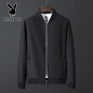PLAYBOY Black Plus Size M-8XL Men Jacket Loose Bomber Jacket Fat Windproof Slim Fit 6XL/7XL/8XL