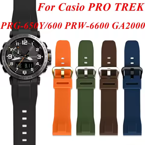 24mm For Casio PRO TREK PRG-650Y/600 PRW-6600 GA2000 Watch Strap Universal Watchband Rubber Wristban