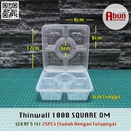 Thinwall 1000 Ml Square Sekat 5 Dm Isi 25Pcs