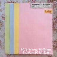 HVS Color F4 - HVS Color A4 70 Grams - 20 Sheets - F4 Paper - A4 Color Paper