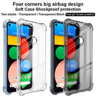 Imak Google Pixel 4A 5G / 4G Shockproof Clear Soft TPU Case Pixel4A Transparent Silicone Back Cover Screen Film
